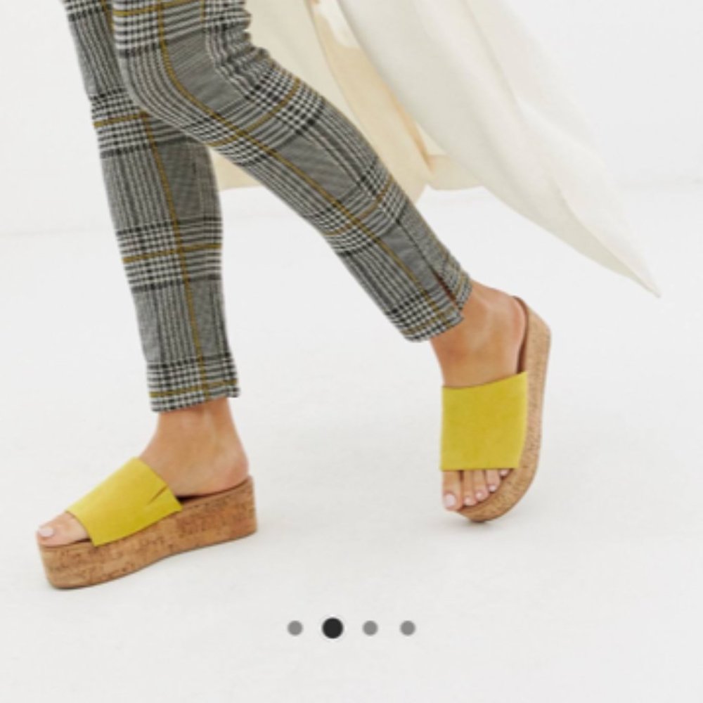 ASOS DESIGN Mustard Yellow Tillie Flatform Mules